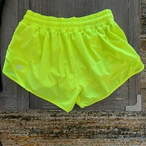 neon yellow lulu lemon shorts